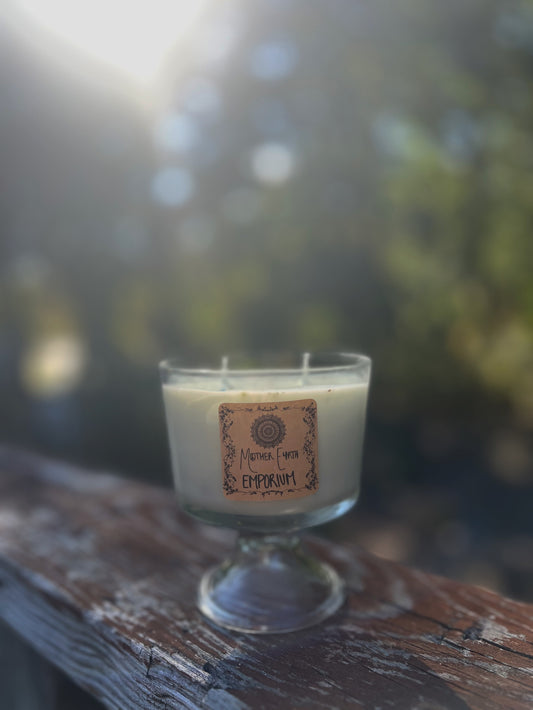 2-Wick Green Tea Candle//Thrifted Glass Collection