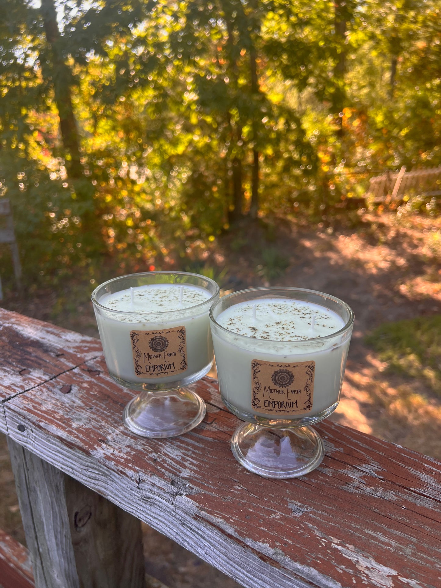 2-Wick Green Tea Candle//Thrifted Glass Collection