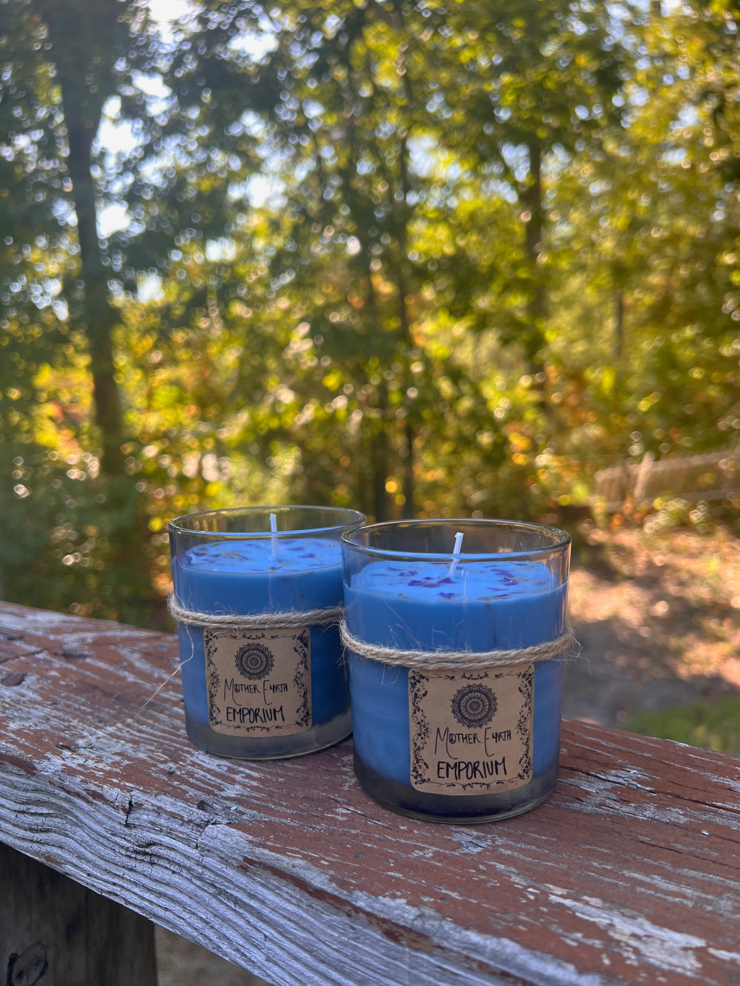 Blue Lotus Amber Candle//Thrifted Glass Collection