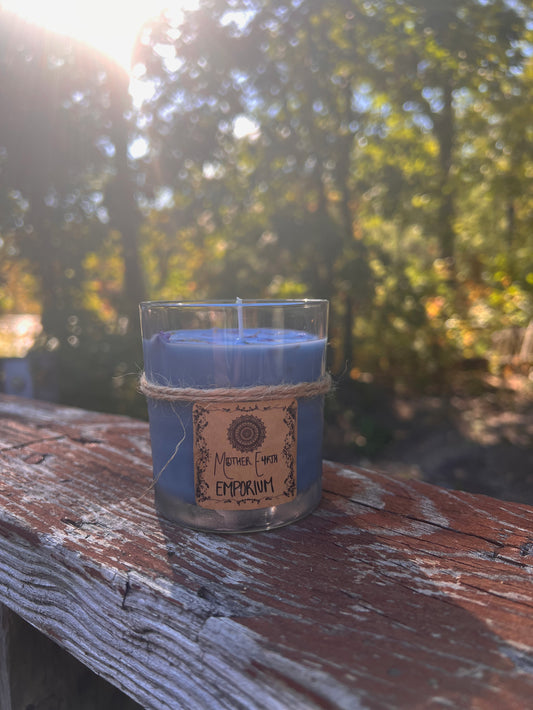 Blue Lotus Amber Candle//Thrifted Glass Collection